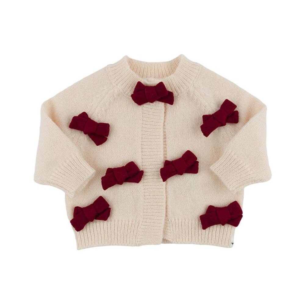 Oh Baby! Girls  Scandi Cardigan With Berry Red Bows